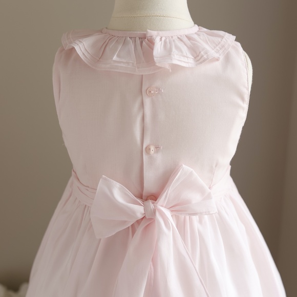 Girls Pink Smocked Dress Luli & Me size 6X Embroidery Spring Portrait LIKE NEW!! - Picture 5 of 7